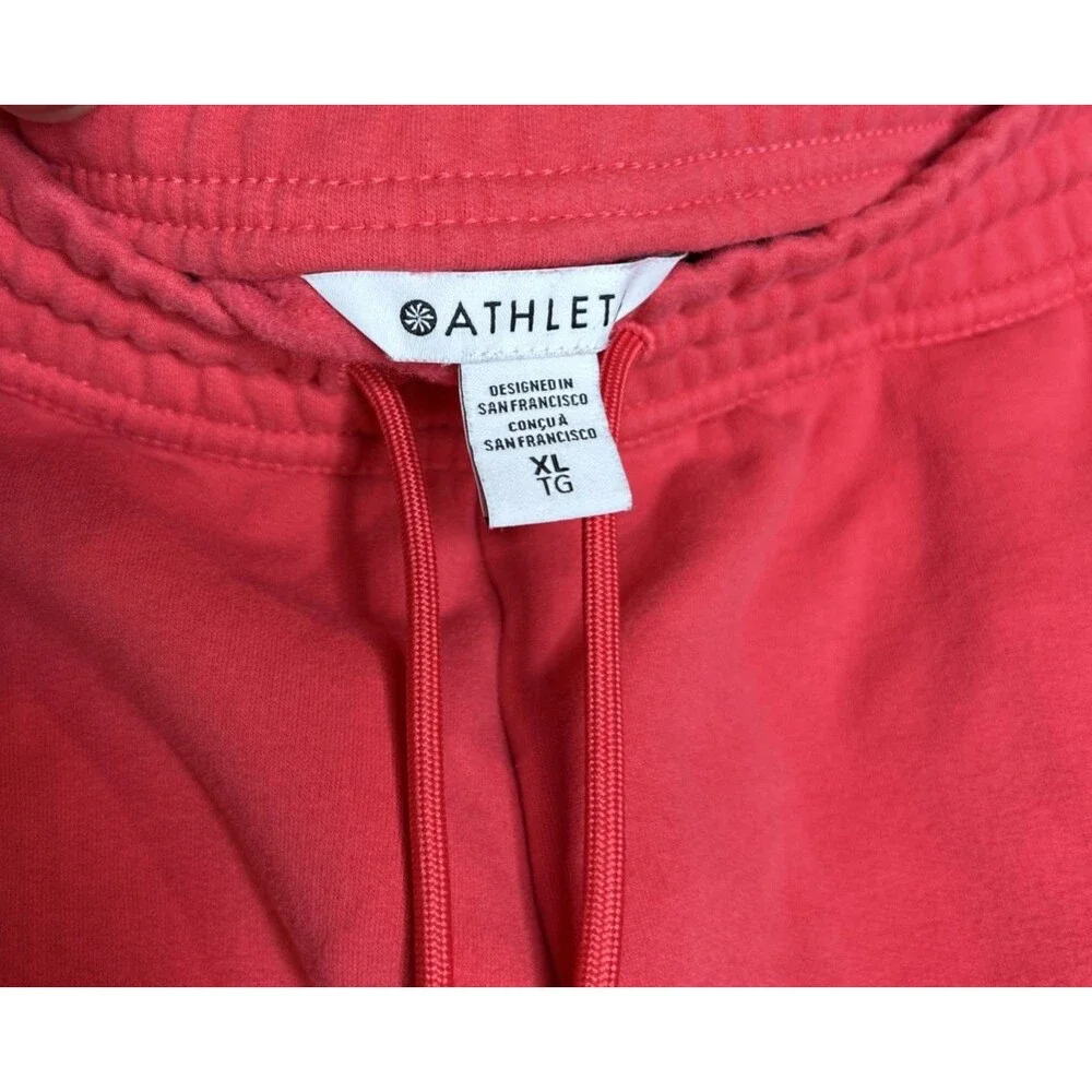 Athleta Sweat Shorts Size XL Fleece Lined Pockets Drawstrings Red Color